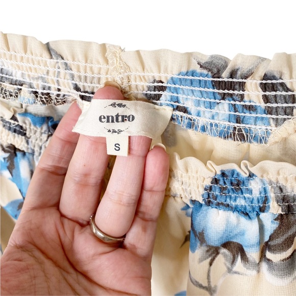 Entro Floral Cold Shoulder Sheer Off Shoulder Blouse Size Small - Picture 7 of 8